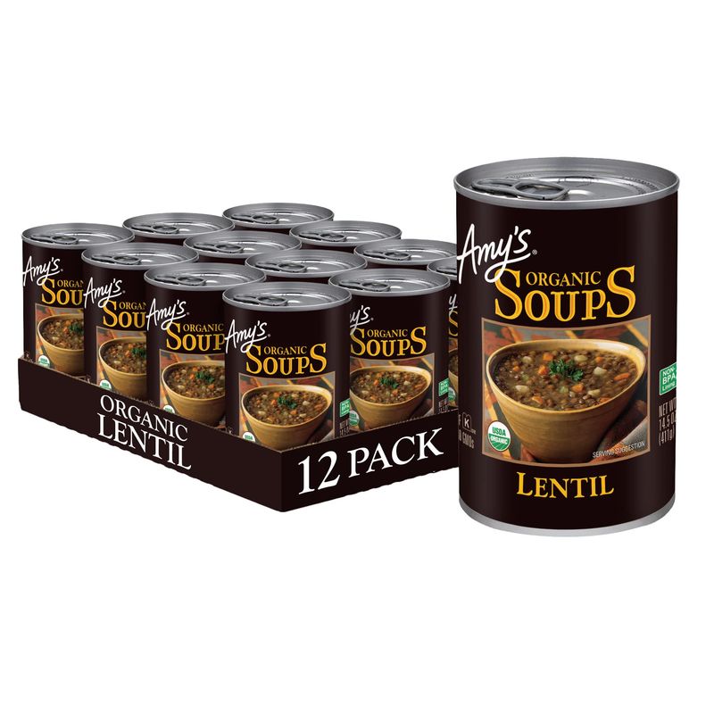 Amy&#39;s Soup, Vegan, Gluten Free, Organic Lentil, 14.5 Ounce (Pack of 12)
