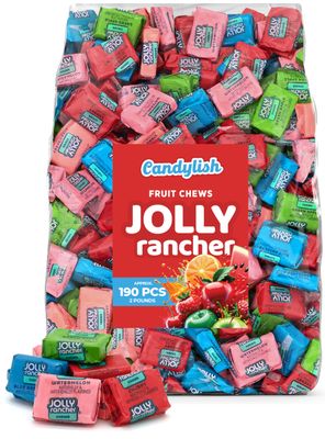 Jolly Ranchers Chews - Premium Assorted Fruit Flavors Bulk Candy, 2 lb Party Pack, 5 Flavor Assorted - Approx. 190 Individually Wrapped Chews, Perfect for Celebrations, Candy Bowls &amp; Snacking