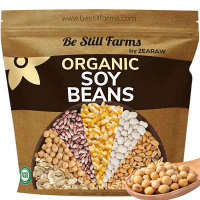 Be Still Farms Organic Soybeans Bulk (4.8 lb) - Soy Beans Dry - aka Soya Nuts Great for Edamame, Soy Milk, Tofu - High in Protein Fiber | USA Grown | USDA Certified | Vegan | Non-GMO | Gluten Free Be Still Farms Organic Soybeans Bulk (4.8 lb) - Soy Beans Dry - aka Soya Nuts Great for Edamame, Soy Milk, Tofu - High in Protein Fiber | USA Grown | USDA Certified | Vegan | Non-GMO | Gluten Free