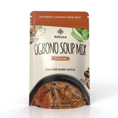 Albasa Ogbono Soup Mix 8oz (Seasoned) Authentic, Complete Ingredients, No Fillers, No Preservatives