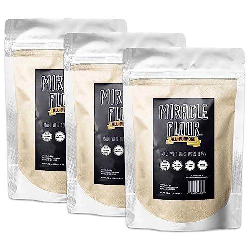100% Sweet Lupin Flour, Non-GMO, All Purpose, Gluten Free, Vegan, Plant Protein, Low Carb Flour, Keto-Friendly, High Protein, Miracle Flour (3 Pack)