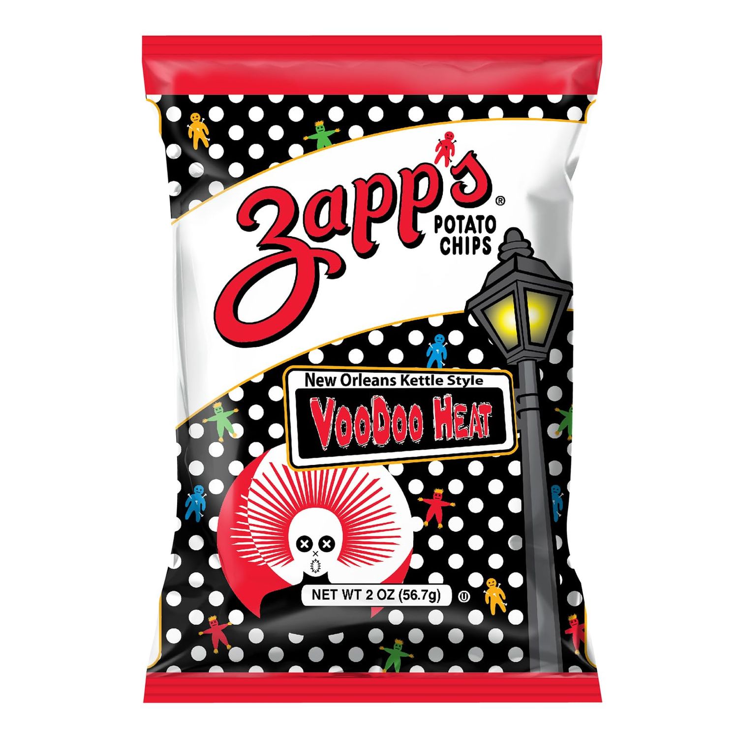 Zapps New Orleans Kettle-Style Potato Chips Voodoo Heat Flavor (2 oz Bags, 25 Count) - Crunchy with a Spicy Kick - Perfect On-The-Go, Gluten Free Snack
