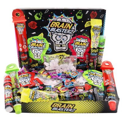 Brain Blasterz MEGA Sour Candy Variety Pack, Sour Candy Box w/ 22 pcs, Christmas Candy, Candy Variety Pack, Sour Sweets, Unique Candy Variety Pack, Halal &amp; Vegan Candy, Chew Bars, Birthday Sweets Gift