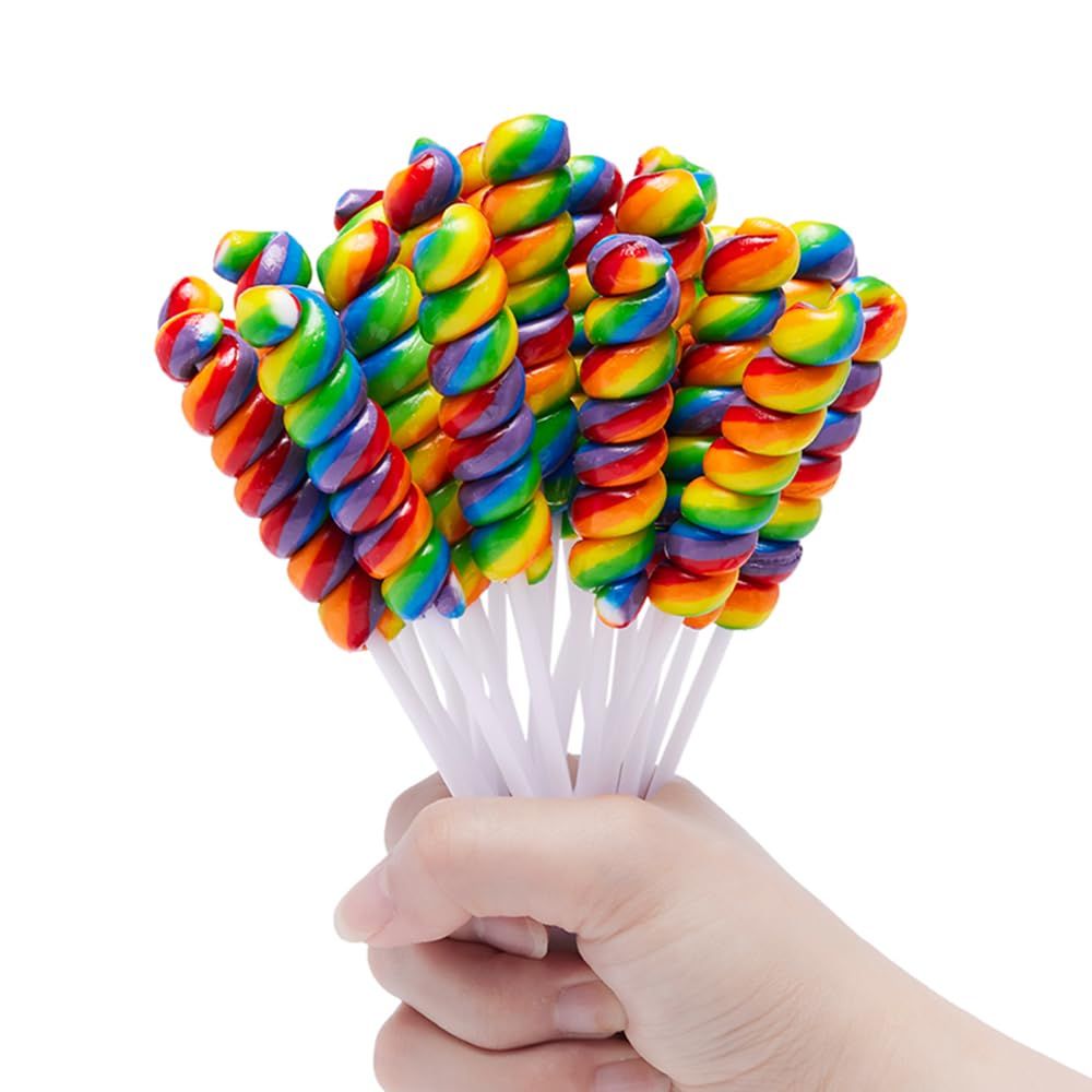 Twisty Lollipop, Rainbow Twist Lollipops Individually Wrapped Bulk, Kid&#39;s Lollipops Candy for Birthday, 12g Mixed Fruit Flavor 30 Pack