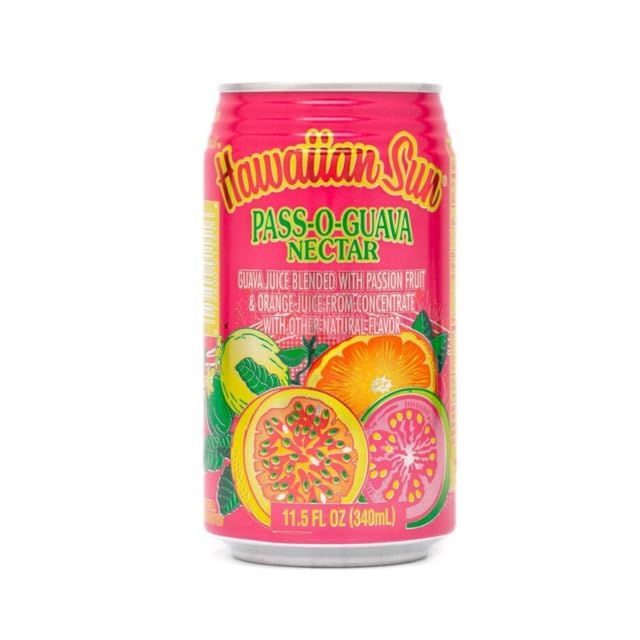 Hawaiian Sun Pass-O-Guava Nectar | Pack of 12 | 11.5 Ounce Per Can | Tropical Drinks | Guava Variety Bundle | Blend Of Passion Fruit, Guava And Orange Juice | Summer Beverage |