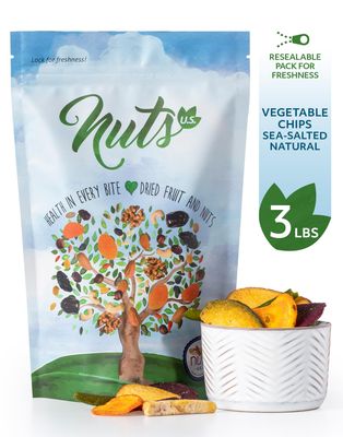 NUTS U.S. - Vegetable Chips | Sea-Salted | All Natural | Delicious and Fresh | Bulk Chips | Packed in a Heavy Duty Bag!!! (Vegetable Chips, 3 LBS)