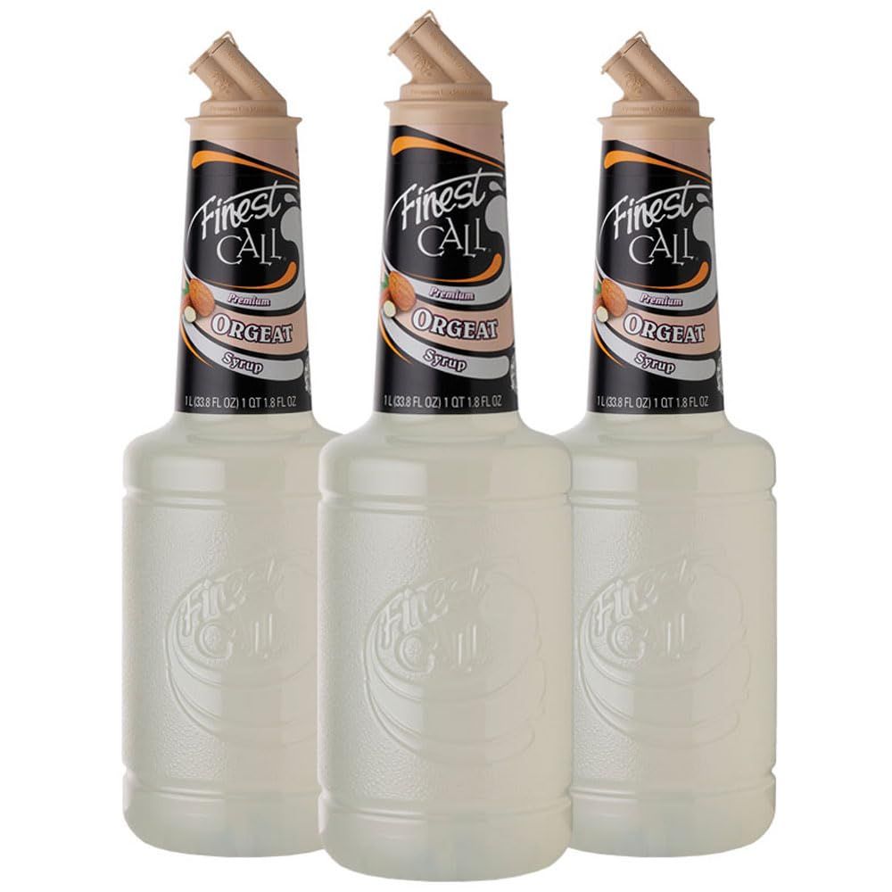Finest Call Premium Orgeat Syrup Drink Mix, 1 Liter Bottle (33.8 Fl Oz), Pack of 3