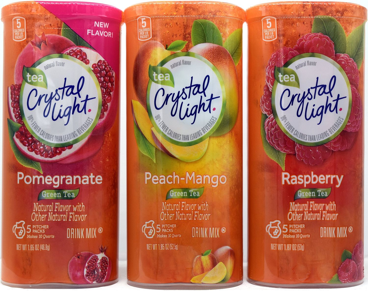 Crystal Light Green Tea Drink Mix Variety Pack, 3 Flavors, 1 Canister of Each Flavor, 3 Canisters Total