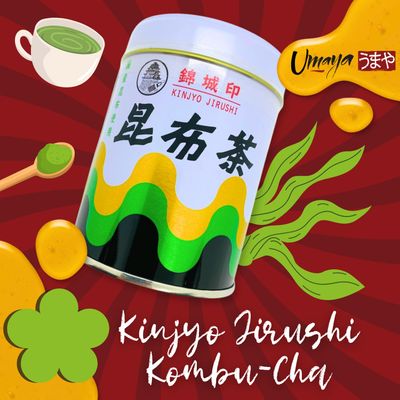 UMAYA - Kinjyo Jirushi Kombu-Cha - Authentic Japanese Powdered Seaweed Tea - Savory Kelp Green Tea Drink Mix - Versatile Powder Adds Umami-Rich Flavor To Food - 2.4oz (70g)