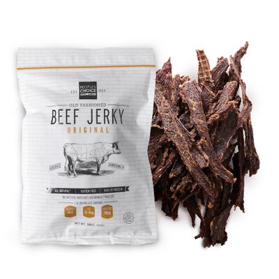 People&#39;s Choice Beef Jerky - Old Fashioned - Original - Healthy, Sugar Free, Zero Carb, Gluten Free, Keto Friendly, High Protein Meat Snack - Dry Texture - 1 Pound, 16 oz - 1 Bag