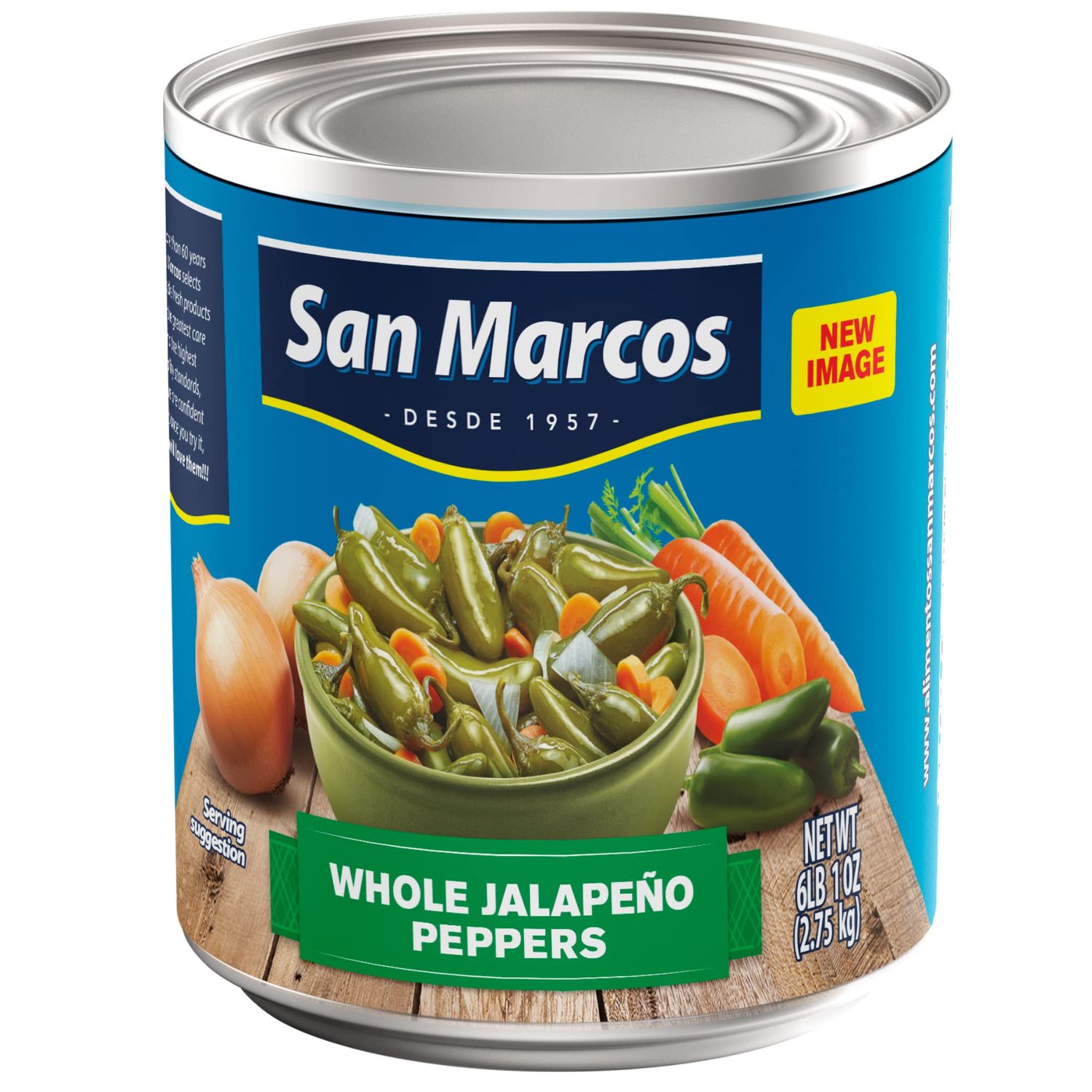 San Marcos Whole Jalapenos, 6 Lb, 97 oz, Carefully handpicked Whole Jalapeos Peppers