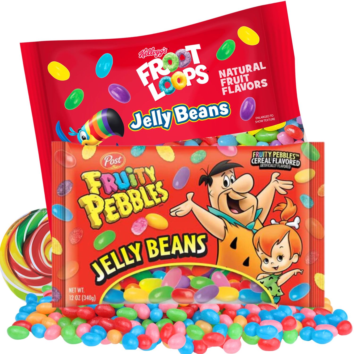 Fruit Loop and Fruity Pebbles Jelly Beans, Summer 2024 Candies, Cereal Flavored Candy, 12 Ounces Each (Pack of 2) (Froot Loops and Fruity Pebbles)