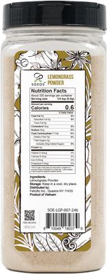 Soeos Lemongrass Powder 7 ounce (198g), Lemongrass Herb, Lemongrass Powder Bulk, Freshly Ground Dried Lemongrass, Natural, Non-GMO Verified, Kosher, Flavorful Herb for Tea