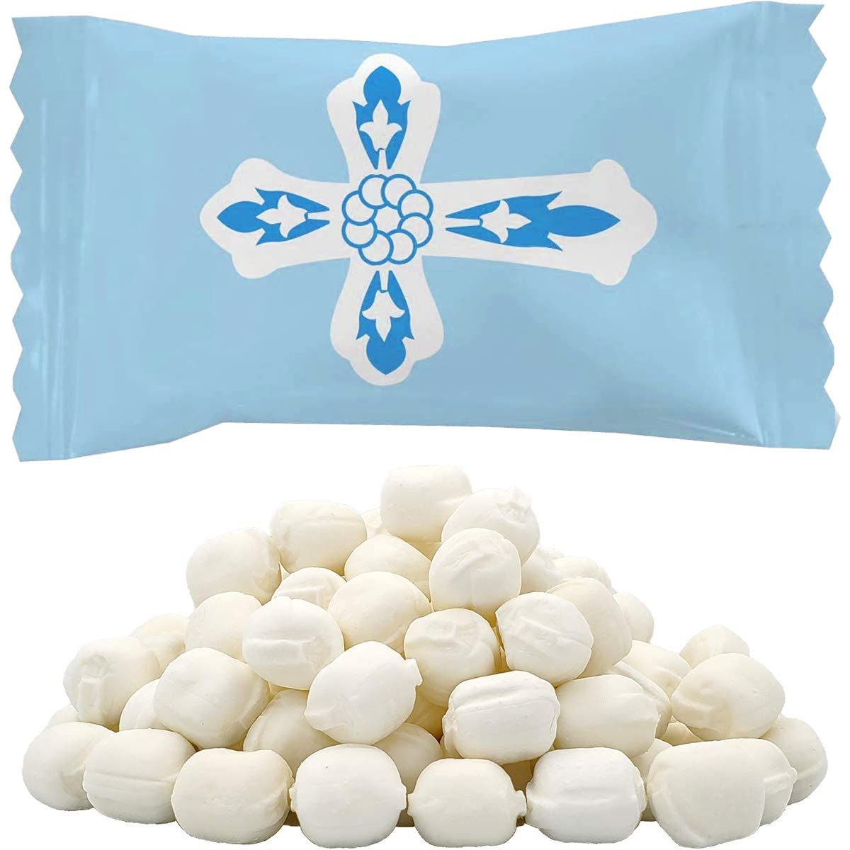 Cross Buttermints, Mint Candies, After Dinner Mints, Butter Mint Candy, Fat-Free, Kosher Certified, Individually Wrapped (55 Pieces, Blue)