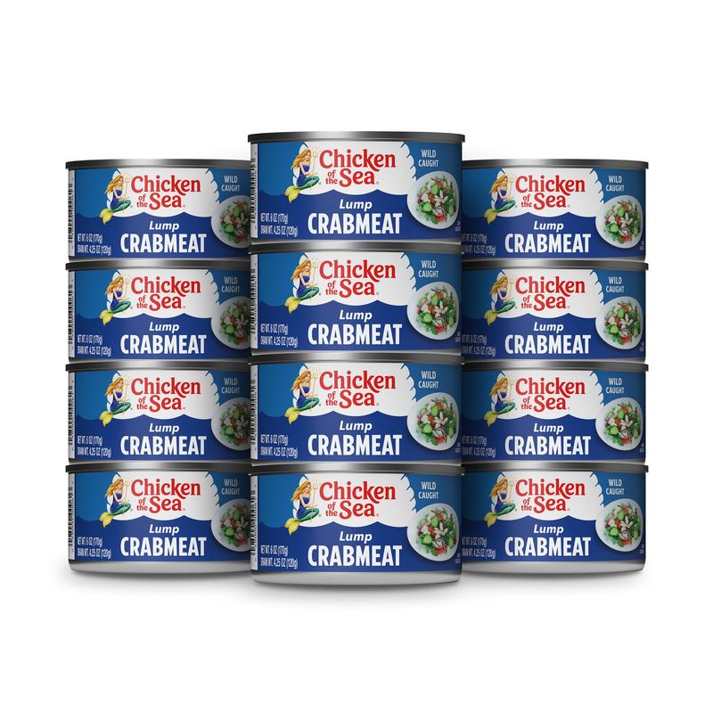 Chicken of the Sea Lump Crab Meat, 6 Ounce Cans (Pack of 12), High in Calcium, Wild Caught Canned Lump Crabmeat