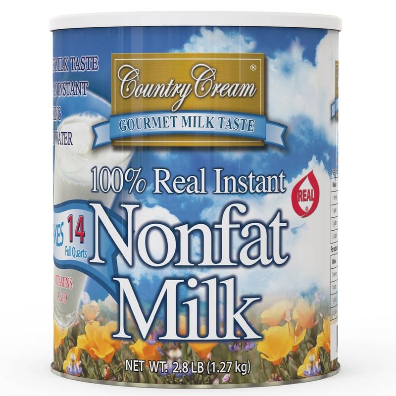 Country Cream 100% Real Instant Nonfat Powdered Milk (2.8 Lb Pack of 1) | Dry Milk powder for Baking &amp; Coffee | Substitute For Liquid Milk #10 Can