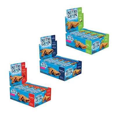 Kellogg&#39;s Nutri-Grain Variety Pack Soft Baked Breakfast Bars - Grab-N-Go Snacks, Apple Cinnamon, Blueberry, and Strawberry (48 Count)