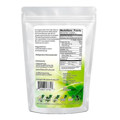 Z Natural Foods Organic Pine Nuts - Raw Nutrient-Dense Superfood Packed in Airtight Foil Pouches - Pure Pine Nut for Pesto, Trail Mix, Salad &amp; Recipes - Vegan, Gluten-Free, Keto-Friendly Snacks, 1 lb