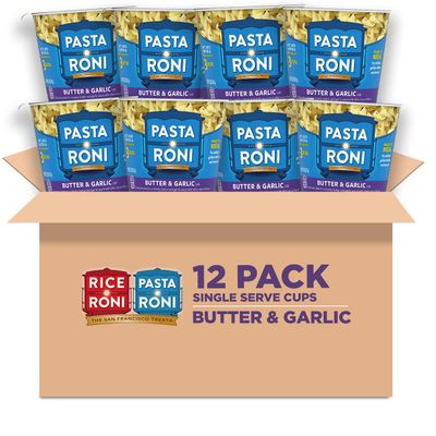 Quaker Roni Cups Mix, Butter &amp; Garlic Pasta, 2.15 Oz (Pack of 12)
