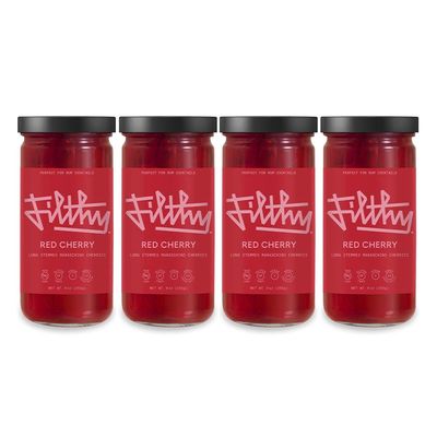 Filthy Food Red Maraschino Cherries - Premium Cocktail Cherry Garnish - Non-GMO &amp; Gluten Free - 8oz Jar, 4 Count