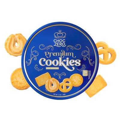 ChocZero Keto Butter Cookies - Sugar Free Danish Shortbread Large Gift Tin - Gluten Free, Low Carb (1 tin, 12 oz)