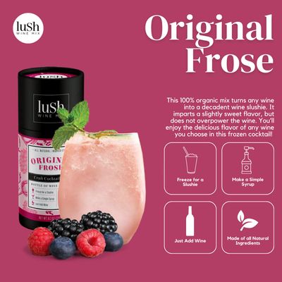Lush - Organic Cocktail Mixers, Drink Mix for 11 Servings of Frozen Wine Slushies, Margaritas, Simple Syrup Cocktails - Original Frose - 1 Pack