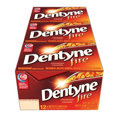 Dentyne Fire Spicy Cinnamon Sugar-Free Gum, 12 Pack