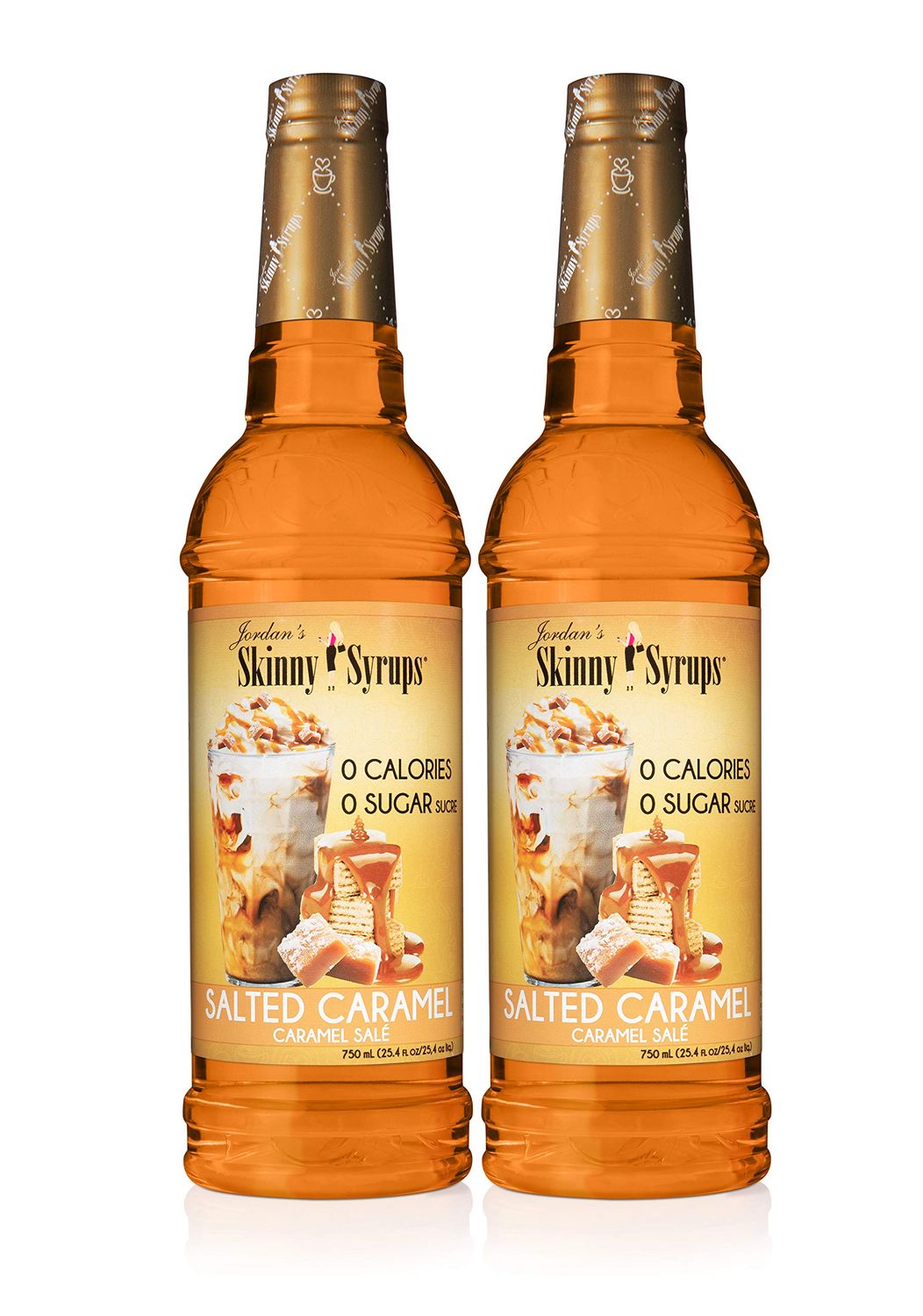 Jordan&#39;s Skinny Syrups Salted Caramel, Sugar Free Flavoring Syrup, 25.4 Ounce Bottle (Pack of 2)