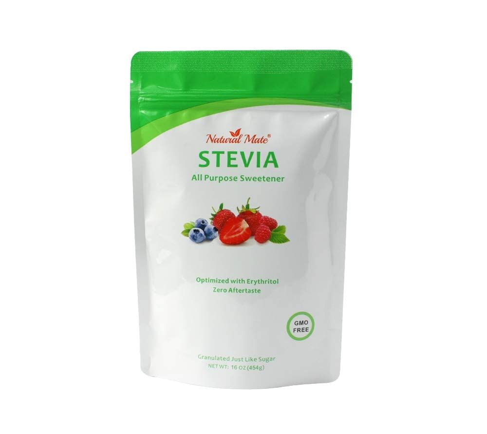 Natural Mate Zero Calorie Sweetener - Organic Stevia Granular Powder Blended with Erythritol - 2:1 Sugar Replacement for Keto, Paleo, Low GI - (1Lb/16OZ, Pakc of 3)
