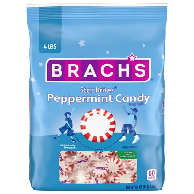 Brach&#39;s Star Brites, Candy, Peppermint, Individually Wrapped, Made With Real Peppermint Oil, 4 lbs, 360 ct