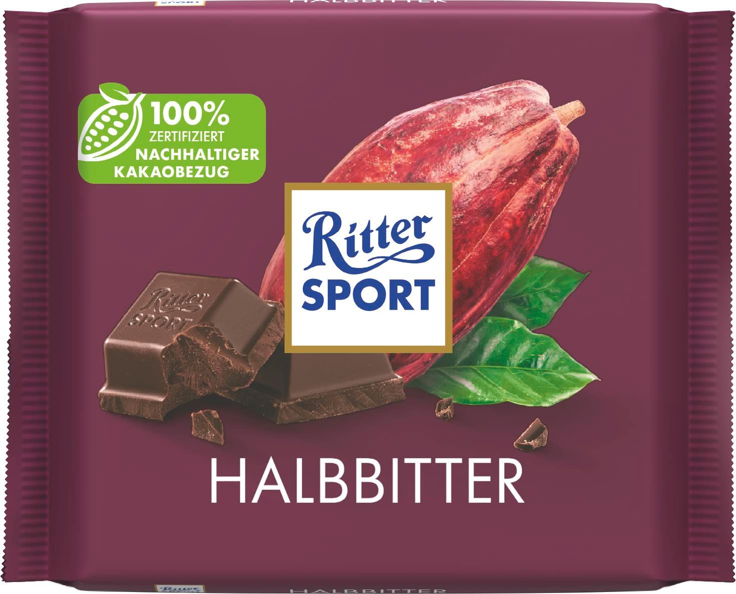 Ritter Sport 50% Dark Chocolate Bar-Pack of 3