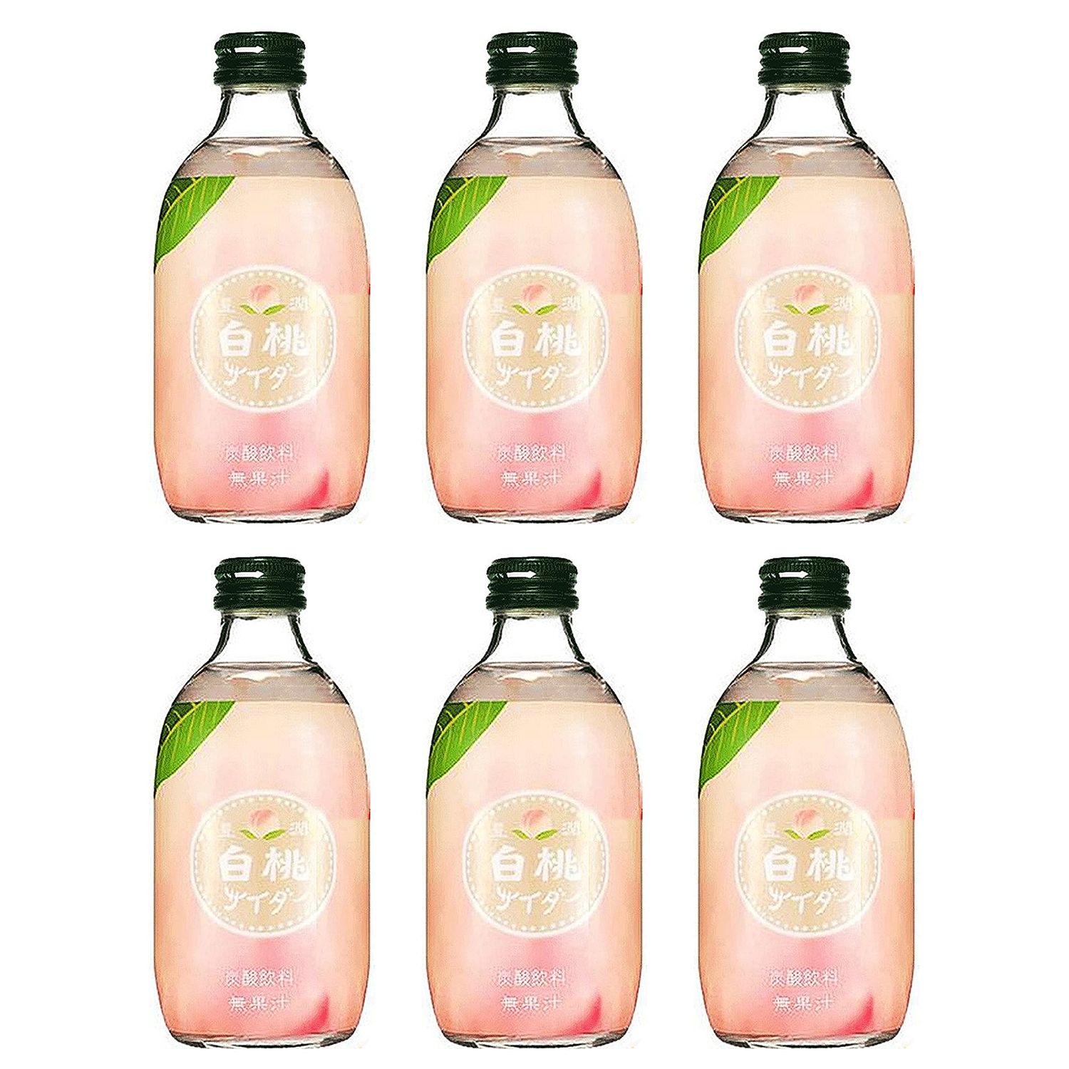 Tomomasu Japanese Peach Cider Soft Drink (6 Pack, Total of 60fl.oz)