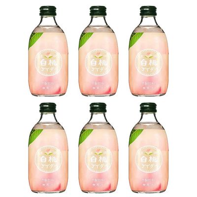 Tomomasu Japanese Peach Cider Soft Drink (6 Pack, Total of 60fl.oz)