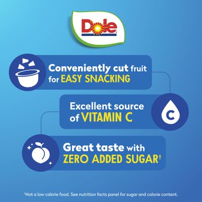 Dole Fruit Bowls No Sugar Added Snacks, Diced Peaches 4oz 24 Cups, Gluten &amp; Dairy Free, Bulk Lunch Snacks for Kids &amp; Adults