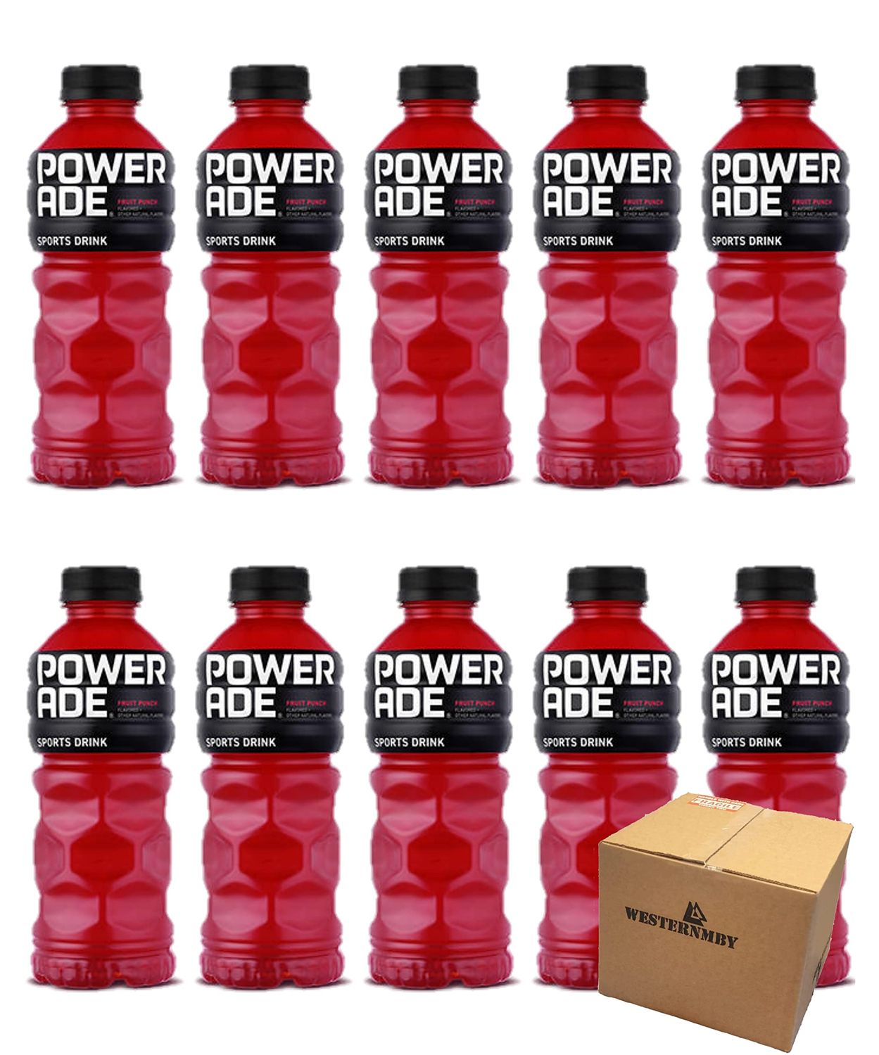 WESTERNMBY Powerade Fruit Punch Sports Drink, 20oz (Pack of 10, Total of 200 Oz)