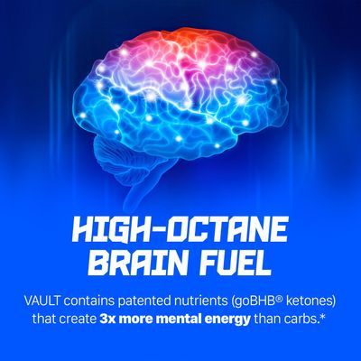 VAULT Caffeine Free Brain Energy Drink - Nootropic for Mental Focus Sharpness Memory and Reaction Time - No Crash or Jitters - Sugar Free - 12 Fl Oz (Pack of 12) - Tart Cherry Flavor