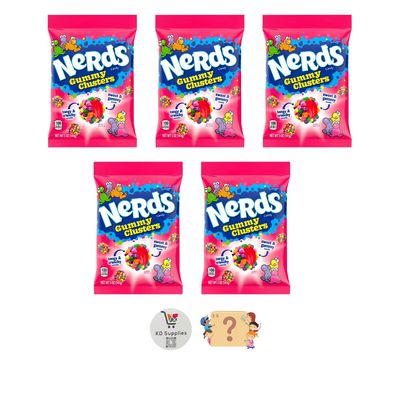 Nerds Gummy Clusters 5oz Pack of 5 WITH Bonus Nostalgic Mystery Candy