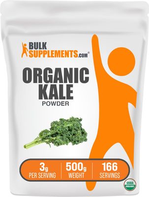BulkSupplements.com Organic Kale Powder - Superfood Powder, Greens Powder, Kale Powder Organic - Vegan &amp; Gluten Free - 3g per Serving, 500g (1.1 lbs) (Pack of 1)