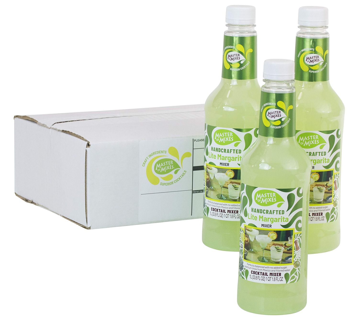Master of Mixes Margarita Lite Drink Mix, Ready To Use, 1 Liter Bottle (33.8 Fl Oz), Pack of 3