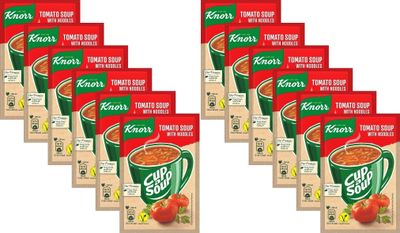 (Pack of 12) Knorr Cup a Soup Instant Tomato Soup with Noodles 12x19g / 12x0.67 oz
