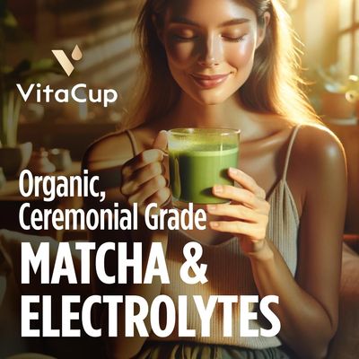 VitaCup Hydration Matcha Instant Packets, for Natural Energy and Detox, w/Electrolytes, Ceremonial Grade Organic Matcha, Coconut Water, Pink Himalayan Salt, Magnesium, in Single Serve Sticks, 20 Ct