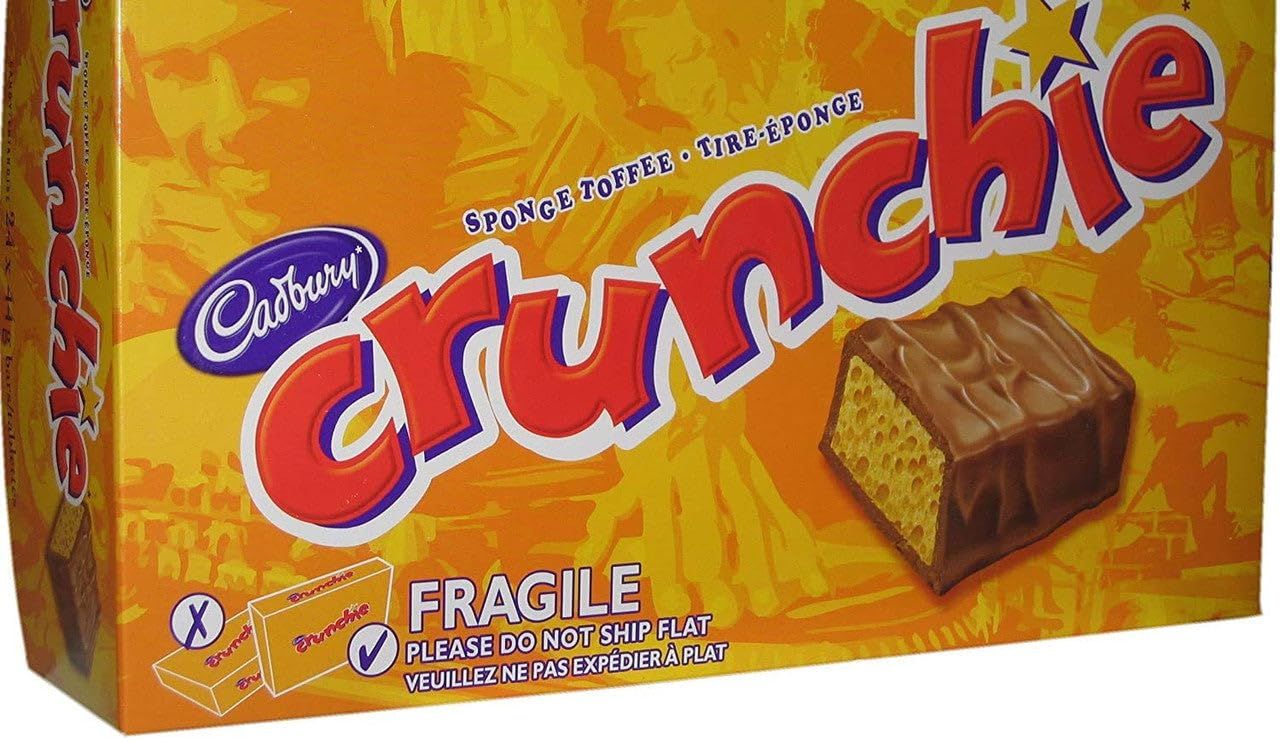 Cadbury Crunchie 24 bars milk chocolate bar with a honeycombed sugar centre over 2 pounds from Canada