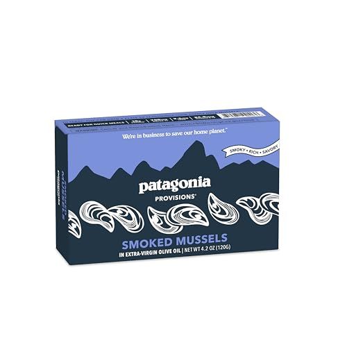 Patagonia Provisions - Smoked Mussels in Extra Virgin Olive Oil | Responsibly sourced | 18g Protein per tin &amp; Gluten Free