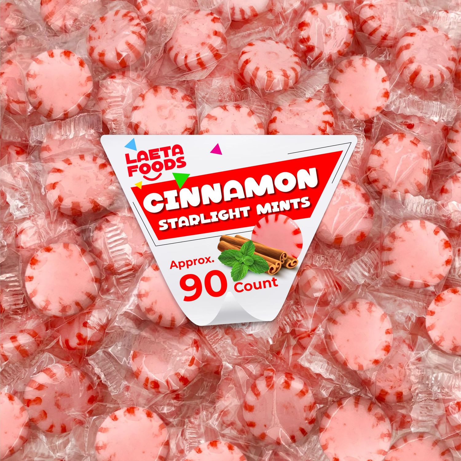 Cinnamon Starlight Mints Christmas Hard Candy (1 Pound Bag - Approx. 90 Count)