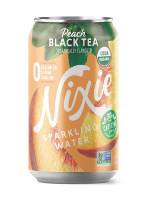 Nixie Sparkling Water, Peach Black Tea, Lightly Caffeinated (30mg) | 12 fl oz cans, 24 pack | Organic, Vegan, Non-GMO, Gluten Free, 0 Calories, 0 Sugar, 0 Sodium