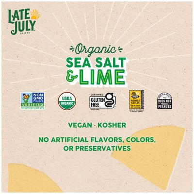 Late July Snacks Thin and Crispy Organic Tortilla Chips with Sea Salt and Lime, 10.1 oz Bag