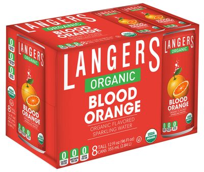 Langers Organic Flavored Sparkling Water, Blood Orange, 12 Ounce (Pack of 8)