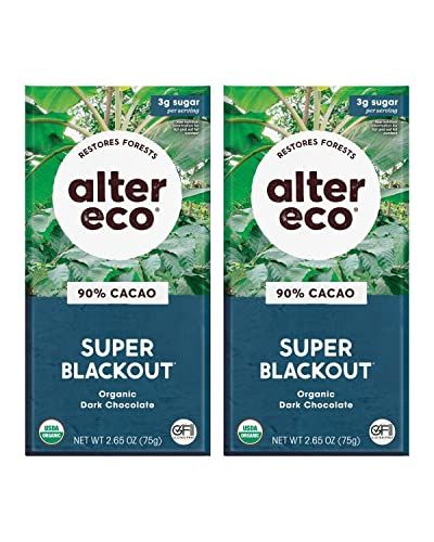 Alter Eco | Dark Chocolate Bars | Pure Dark Cocoa, Fair Trade, Organic, Non-GMO, Gluten Free (2-Pack Super Blackout)