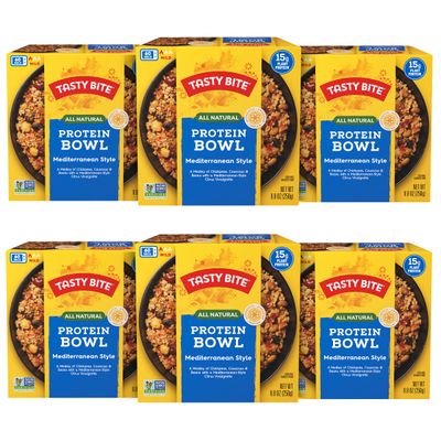 TASTY BITE Mediterranean Protein Bowl, 8.8 Ounce, Pack of 6, Ready to Eat, Microwaveable, Vegan, 14 Grams Plant Protein