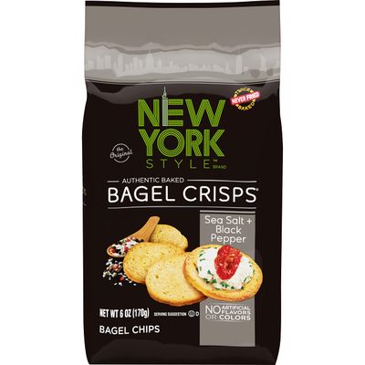 New York Style Bagel Crisps, Sea Salt &amp; Cracked Pepper, 6 Ounce